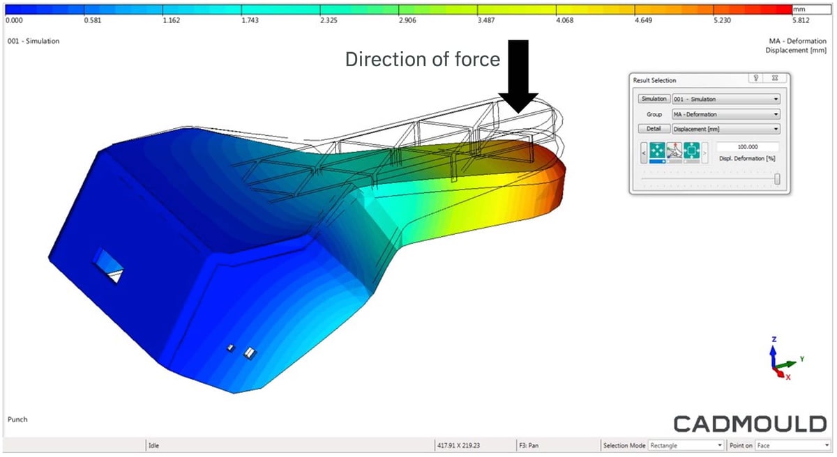 CADMOULD Structural FEM computes part deformation